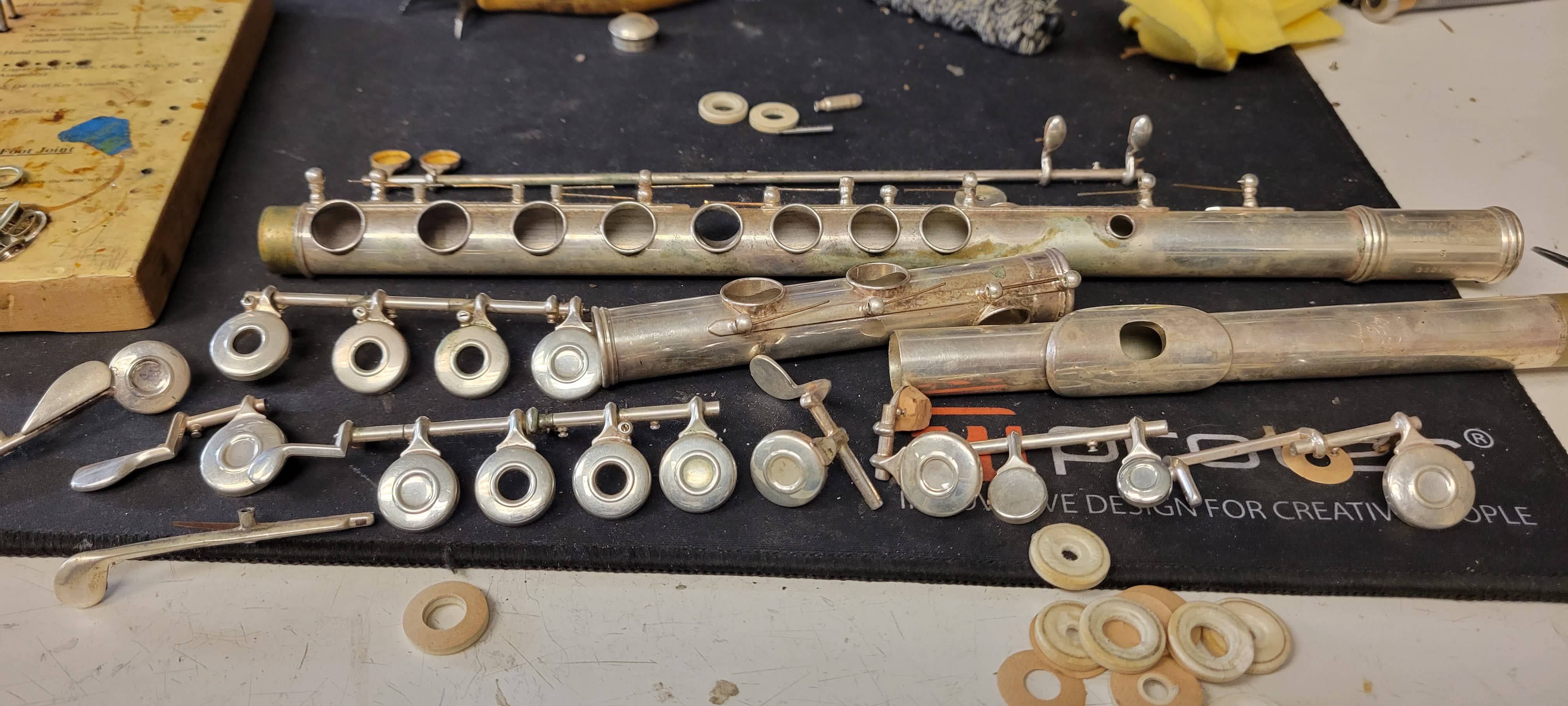 A flute disassembled for some TLC